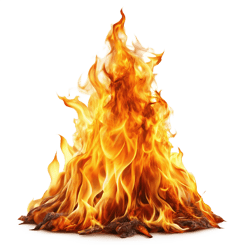 Fiery Inferno Burning Brightly A Conical Blaze of Orange and Yellow Flames png