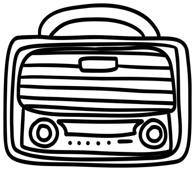 Retro Radio Line Drawing Sticker png