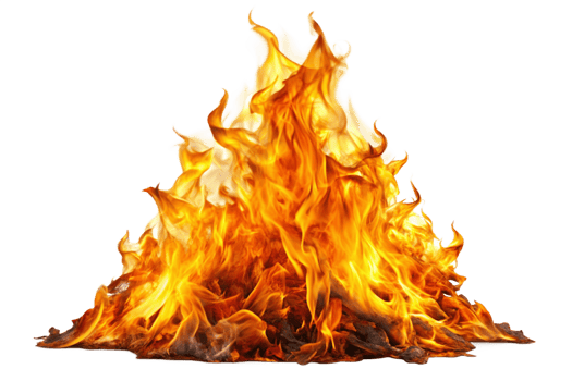 Fiery blaze inferno burning bright intense flames hot fire burning embers glowing coal png