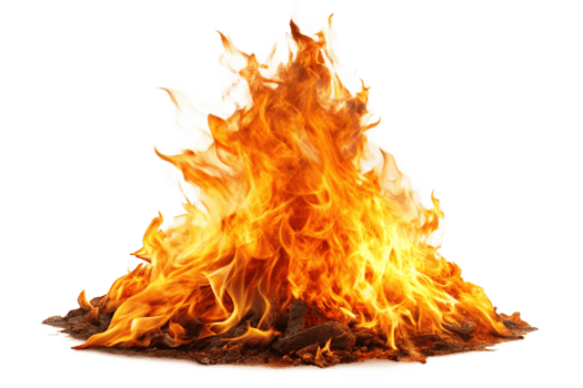 A Fiery Bonfire Blaze Burning Brightly Against Black Background png