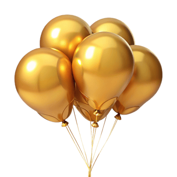A Bunch of Glossy Golden Balloons Floating in the Air png
