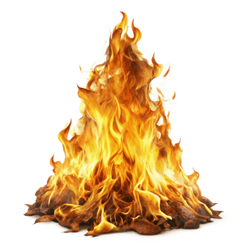 Fiery Bonfire Blaze Burning Brightly with Intense Flames and Embers png