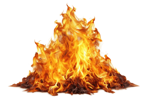 Fiery Blaze Burning Brightly Against Black Background Intense Hot Flames Glowing Embers Burning Firewood png