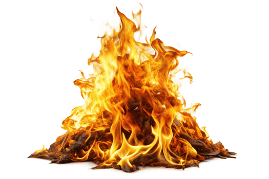 Fiery Blaze Burning Brightly on a Black Background A Vivid Image of Intense Combustion png