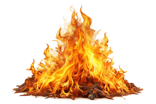 Red Fiery Bonfire Burning Brightly with Intense Flames and Embers png