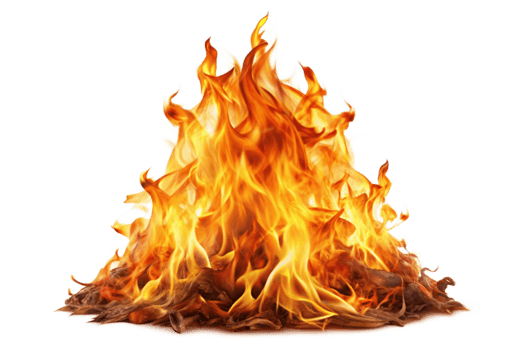 Fiery Bonfire Blaze Burning Brightly Against Black Background png