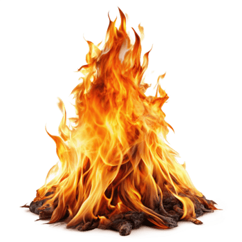 Fiery Bonfire Blaze Burning Brightly with Intense Heat and Glowing Embers png