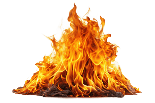 Fiery Blaze Burning Brightly on Black Background A Vivid Image of Intense Fire png
