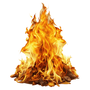 Fiery Bonfire Burning Brightly with Intense Flames Embers png