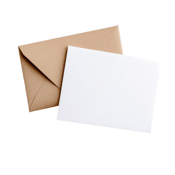 Blank card and envelope laying on a white background ready for personal messages and notes, Blank card and envelope over white background png
