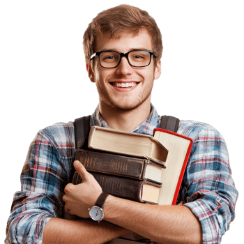 Happy smiling college student holding books in a casual setting, Happy smiling college student with books, isolated png