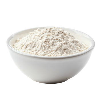 Flour in a white bowl on a white background for baking and cooking purposes, flour in white bowl isolated on white background png