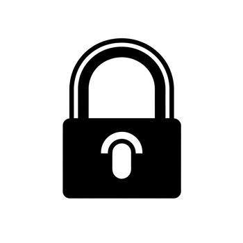 Secured Padlock Black Outline Icon on Transparent Background png