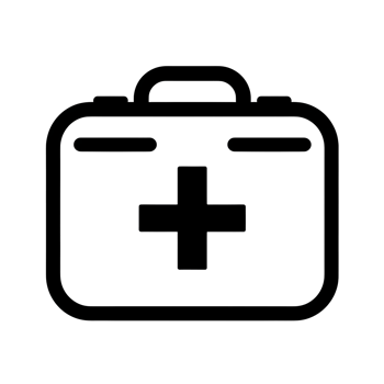 First Aid Bag Black Outline Icon on Transparent Background png
