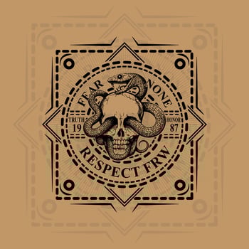 Fear None Truth Honor 1987 Respect FRW Skull Serpent Art vector
