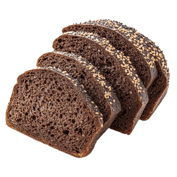 Freshly sliced dark rye bread topped with sesame and poppy seeds for nutritious snacking, Dark rye bread with poppy seeds, sesame seeds, and others Isolate on a Transparent background png
