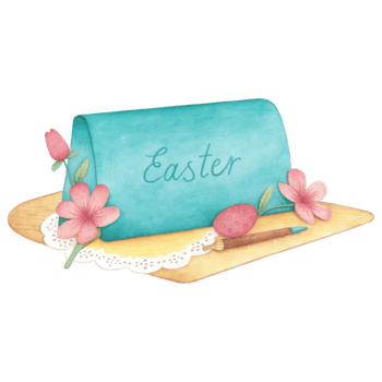 Easter note with flowers and pen on wooden surface clipart Photo isolated on transparency background png