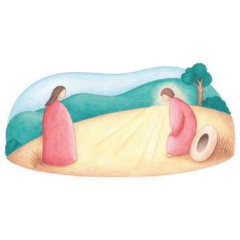 serene illustration depicting resurrection scene with two figures red robes clipart Photo isolated on transparency background png