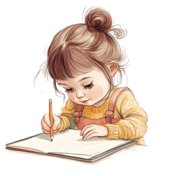 Cute preschooler girl engaged in drawing while seated at a small desk indoors, Cute little preschooler child girl drawing or studing png