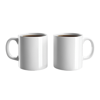 two white coffee mugs on a transparent background png