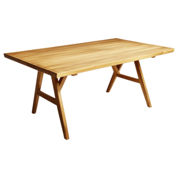 Scandinavian wooden dining table with minimalist design and sturdy legs clip art on a transparency background png
