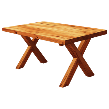 Wooden dining table with Scandinavian style design, perfect for modern homes. clip art on a transparency background png