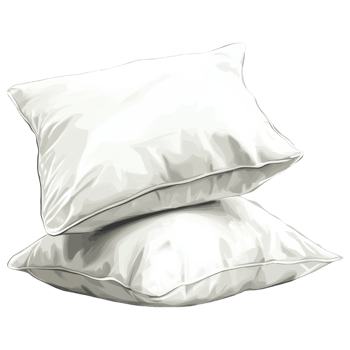 Soft decorative pillows stacked on bed, adding comfort and style. clip art on a transparency background png