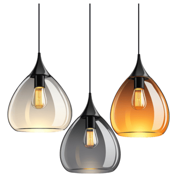Modern pendant lights in various colors, perfect for stylish interiors. clip art on a transparency background png