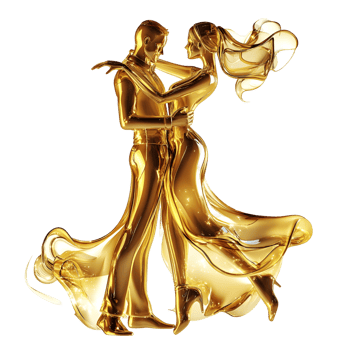 Golden Silhouettes of a Dancing Couple Capturing Passion and Elegance png