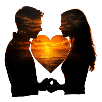 Beautifully Crafted Silhouette of a Couple Sharing a Tender Moment in Romantic Style png