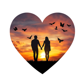 Timeless Romantic Couple Silhouette Illustration Symbolizing Love and Togetherness png