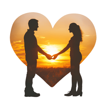 Elegant Silhouette of a Romantic Couple in a Loving Embrace for Artistic Illustration Design png