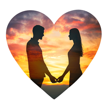 Romantic couple silhouette illustration design on transparent background png