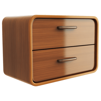 Modern wooden bedside table with two drawers, stylish and functional. clip art on a transparency background png