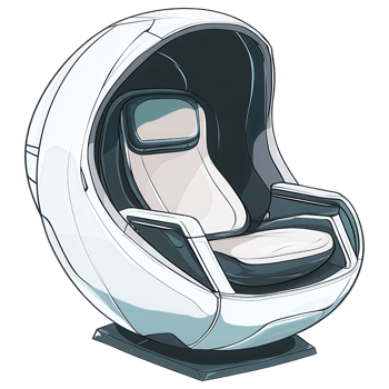 Futuristic pod shaped armchair with sleek design and comfort clip art on a transparency background png