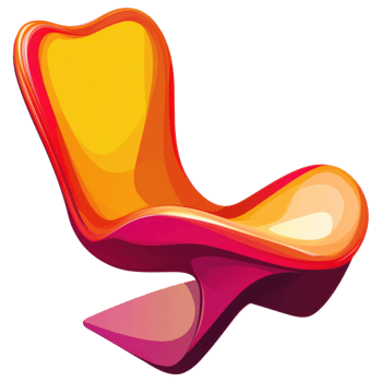 Abstract shaped lounge chair in vibrant colors, perfect for modern decor. clip art on a transparency background png