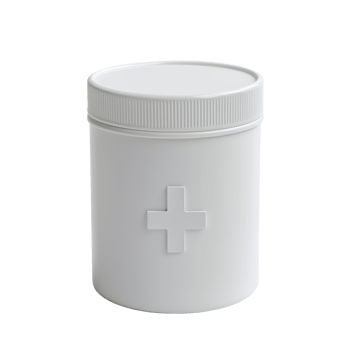 Medical container with white lid on clean Transparent background for healthcare applications and storage, White medical container on background png