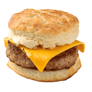 Mouthwatering Cheddar Biscuit Sandwich with Savory Sausage Patty. Perfect for Breakfast or Anytime Snacking. Enjoy a Delicious Combination of Flavors and Textures in Every Bite png