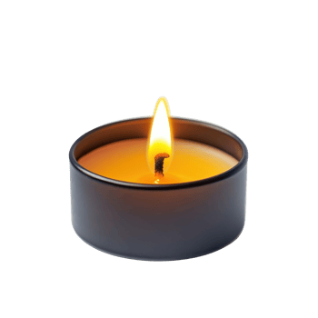 Isolated tea light candle lit on a Transparent background for calming ambiance, Tea light candle isolated on background png