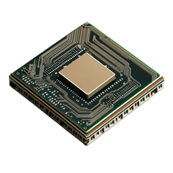 Classic digital computer processor microchip showcasing detailed circuitry with a modern design element, Classic digital computer processor microchip png