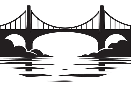 Suspension Bridge Silhouette Illustration for Civil Engineering Projects vector