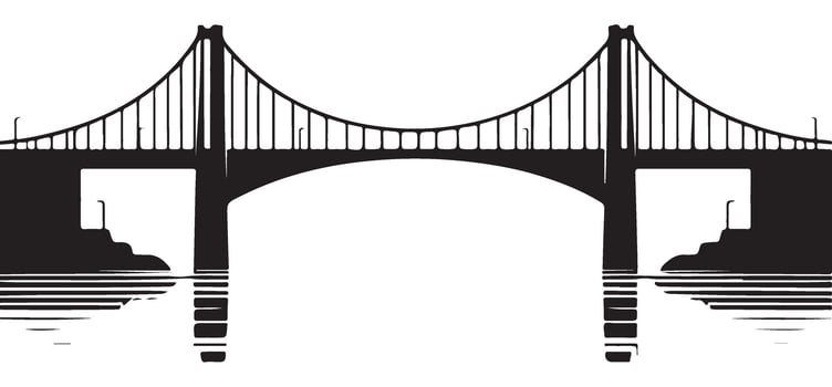 Suspension Bridge Silhouette Illustration Landmark Structure Design vector