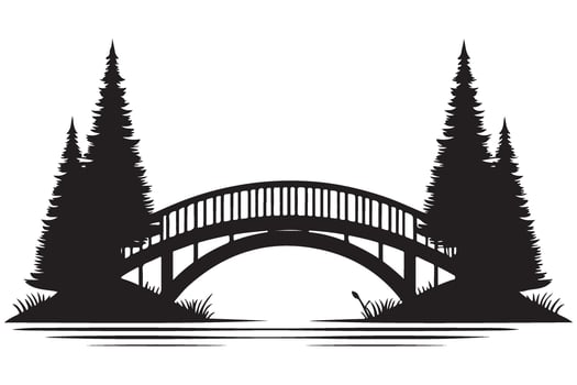 Serene Silhouette Bridge Landscape Illustration for Nature and Travel Enthusiasts vector
