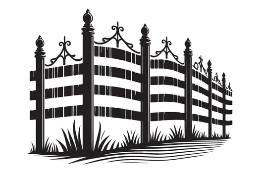 Decorative Wrought Iron Fence Illustration for Boundary and Security vector