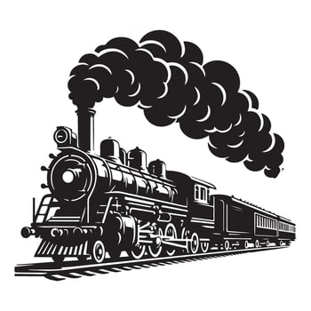 Vintage Steam Train Silhouette Illustration for Transportation and History vector