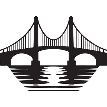Bridge Silhouette Illustration Suspension Landmark Transportation Architecture vector