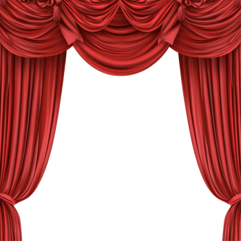 Elegant red curtains draping beautifully against a bright Transparent background for decorative purposes, Red curtains isolated on background png