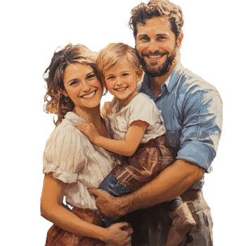 Happy young family enjoying a sunny day outdoors with their smiling child in a natural setting, young happy family png
