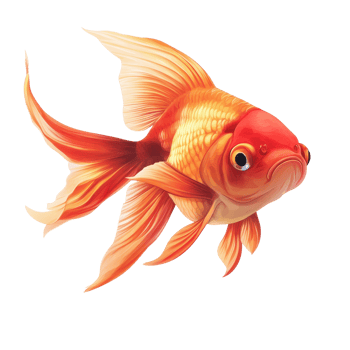 Beautiful goldfish swimming gracefully in clear water, isolated on white background, goldfish,isolated white background png