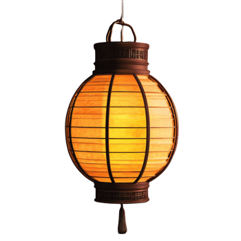 Illuminated traditional Asian lantern hanging against dark background, Traditional Asian Lantern Illuminated Isolated png
